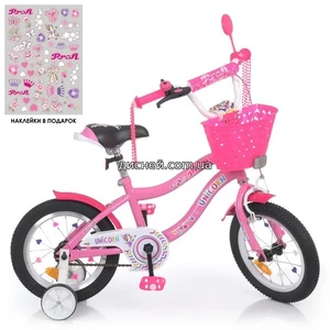 Велосипед детский PROF1 14д. Y14241-1K, Unicorn, с корзинкой